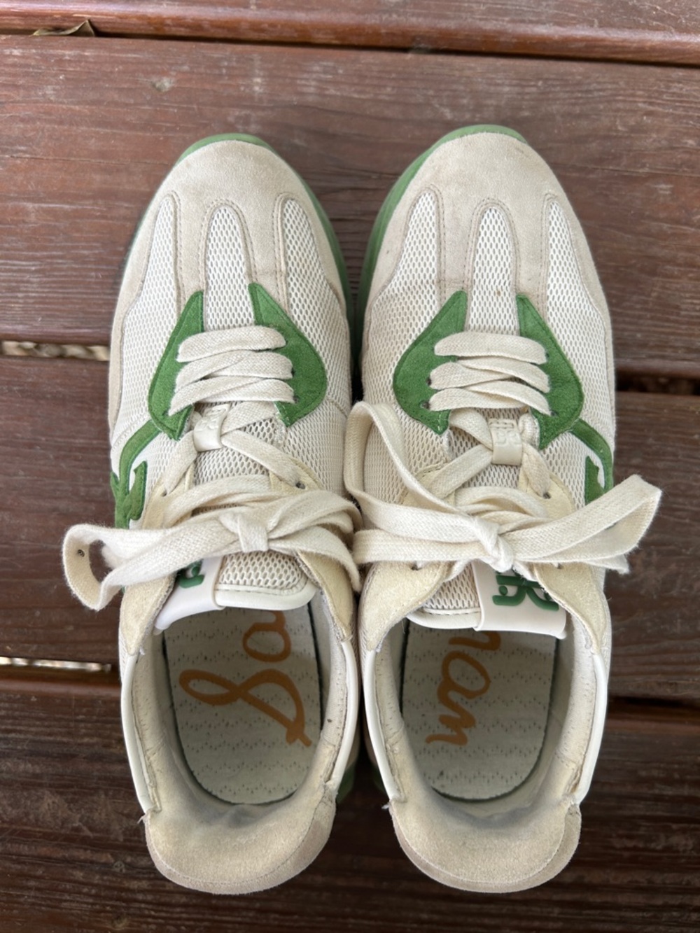 Sam Edelman Langley Beige and Green Athletic Sneakers, 8.5 - Picture 6 of 6